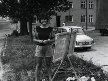 Reszel, uczestniczka pleneru malarskiego – lipiec 1986r.