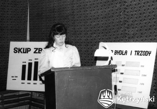 Srokowo, sprawozdanie Zarządu z działalności GS za rok 1988 referuje Janina Milewicz - 1989r.